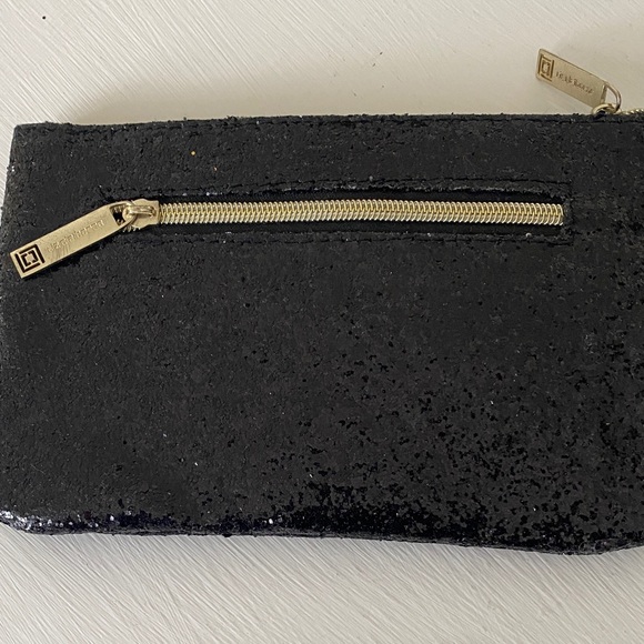 Black Glitter Sparkly Shimmer Large Wristlet Clutch Like New w Charger - Picture 8 of 17